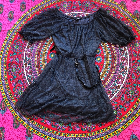 My Michelle Gray Lace Dress - Picture 1 of 8